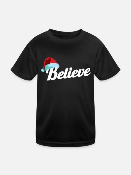 Chapeau de Père Noël Croyez au cadeau de fête de Noël - T-shirt sport Enfant - noir - Devant