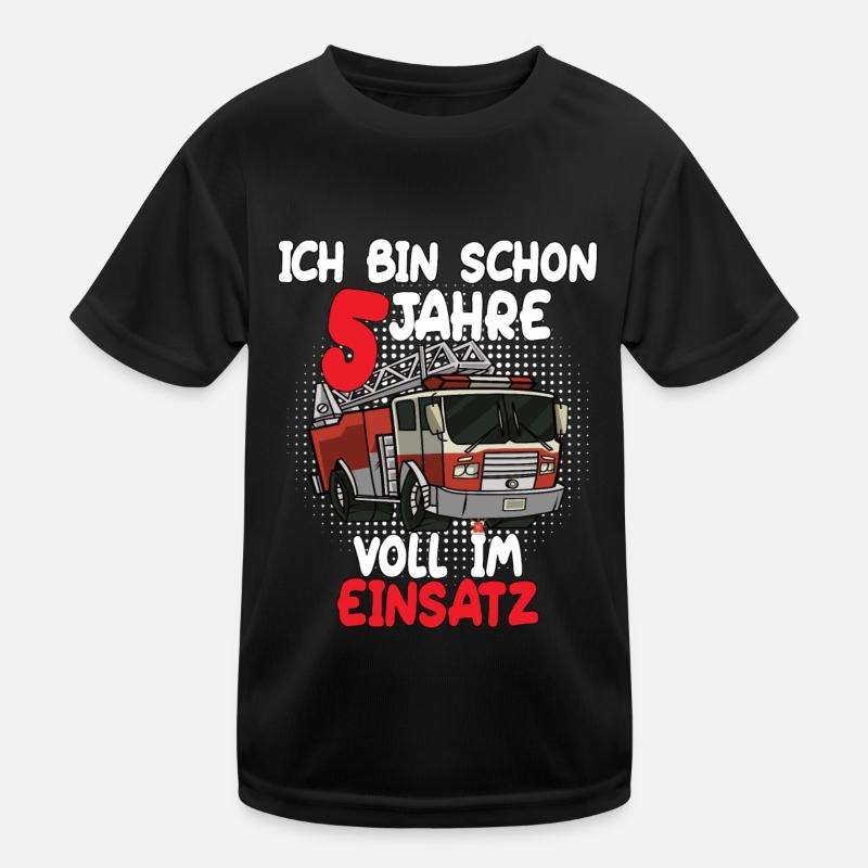 Ich Bin Schon 5 Jahre Voll im Einsatz - Feuerwehr Kinder Funktions-T-Shirt