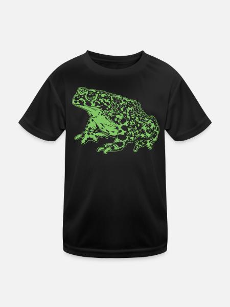Krötenfrosch Grafik Aquatische Amphibienfrosch Liebhaber - Kinder Funktions-T-Shirt - Schwarz - Vorne