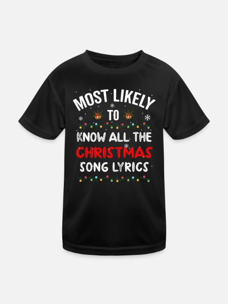 Le plus susceptible de connaître toutes les paroles de la chanson de Noël - T-shirt sport Enfant - noir - Devant