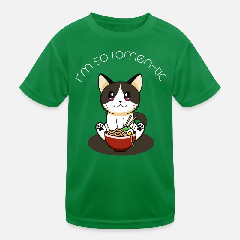 Süße Katze in Comic Stil mit Ramen Japan Kinder Funktions-T-Shirt