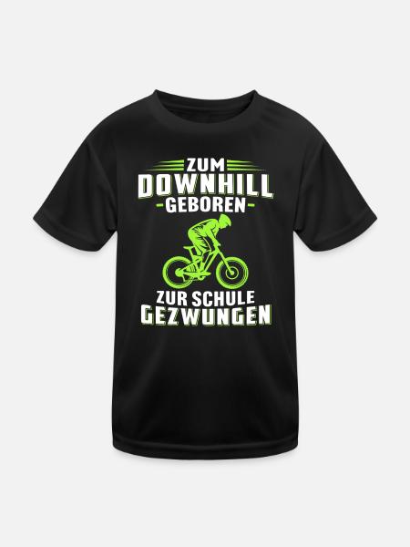 Zum Downhill Geboren Zur Schule gezwungen - Kinder Funktions-T-Shirt - Schwarz - Vorne