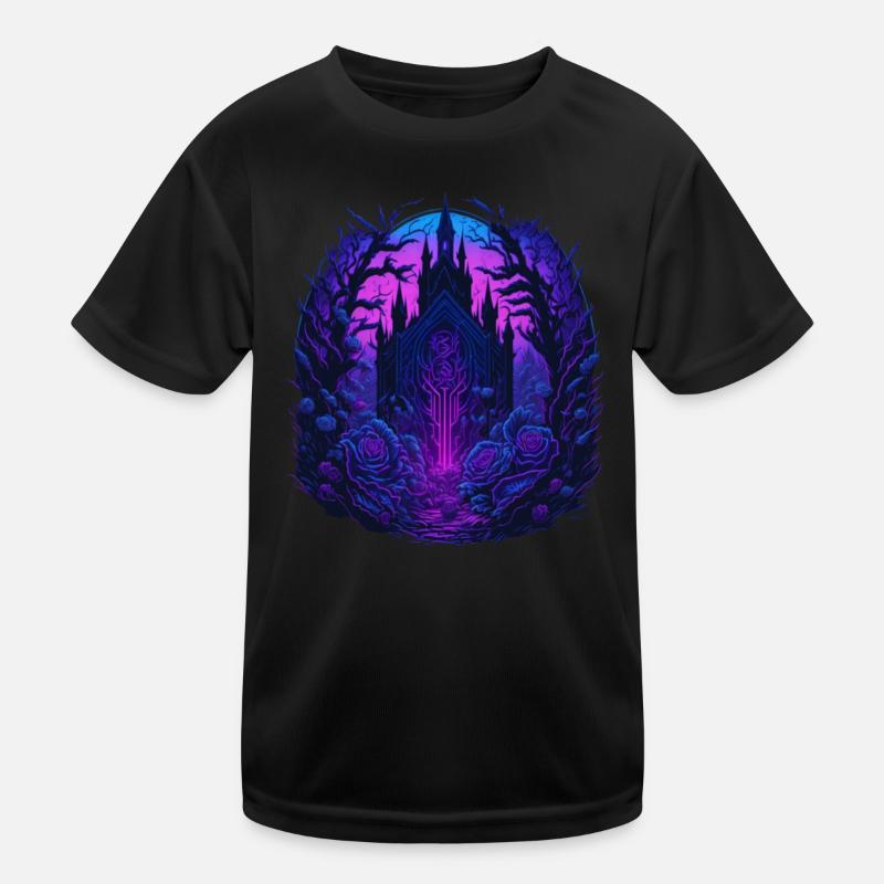 Château de Neon Roses Vaporwave T-shirt sport Enfant
