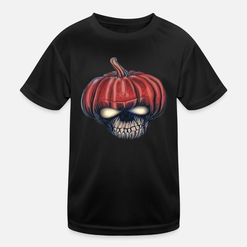 Scary Pumpkin Skull Face - Halloween Edition Kids Functional T-Shirt