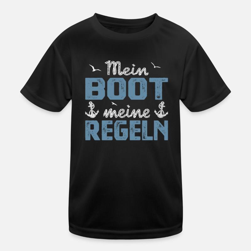 Mein Boot meine Regeln Segler Bootsfahrer Kapitän Kinder Funktions-T-Shirt
