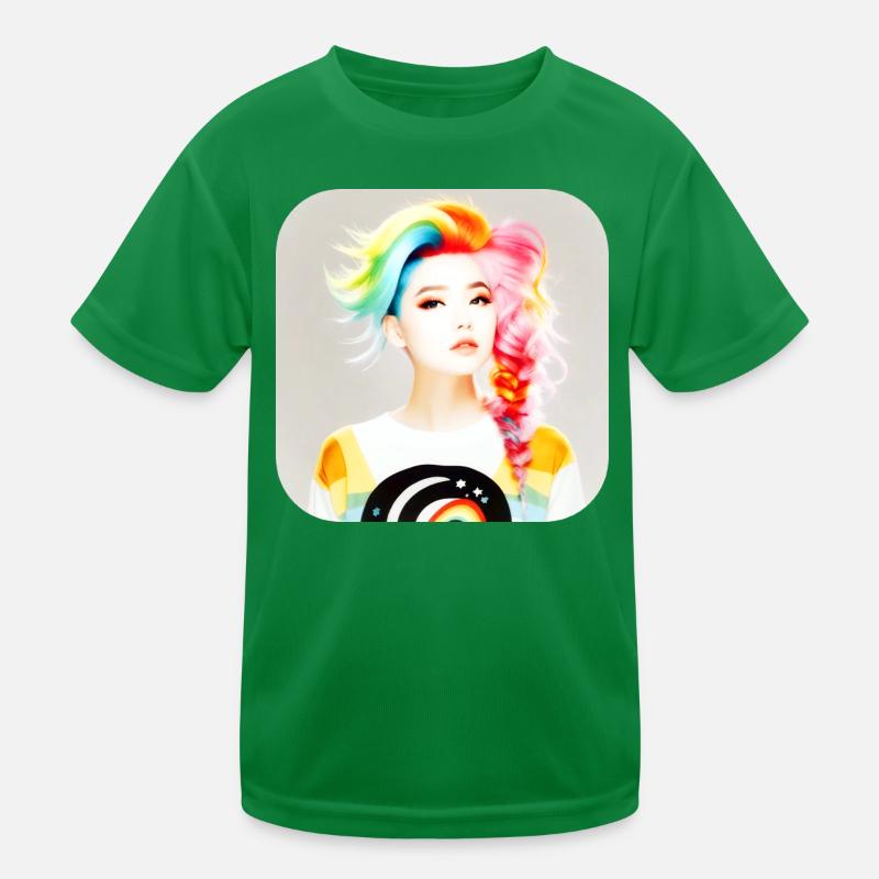 Fille cool avec des cheveux arc-en-ciel T-shirt sport Enfant