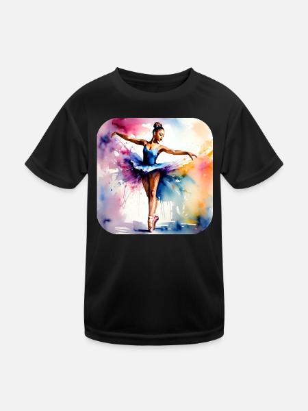 Prima Ballerina mit bunten Farben - Kinder Funktions-T-Shirt - Schwarz - Vorne