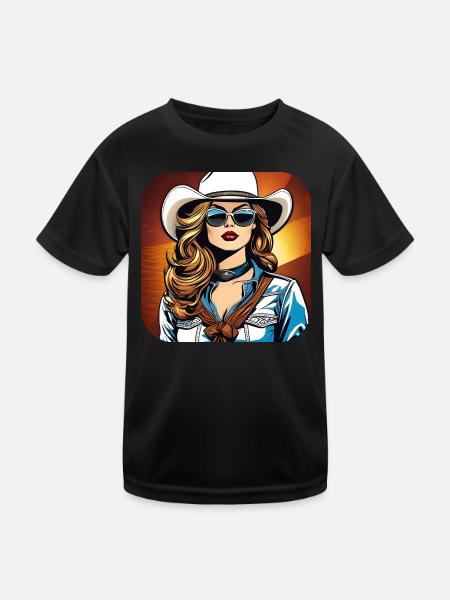 Cool Western Girl - Kids Functional T-Shirt - black - Front