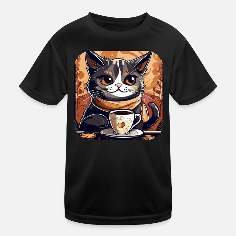 Niedliche Kaffee Katze Kinder Funktions-T-Shirt