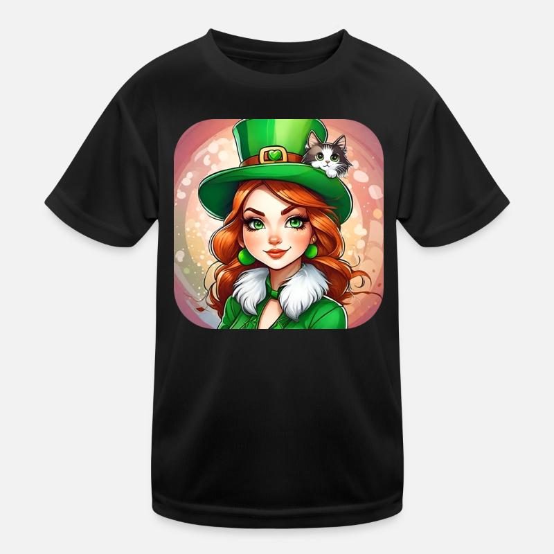 Leprechaun de la Saint-Patrick avec chat T-shirt sport Enfant
