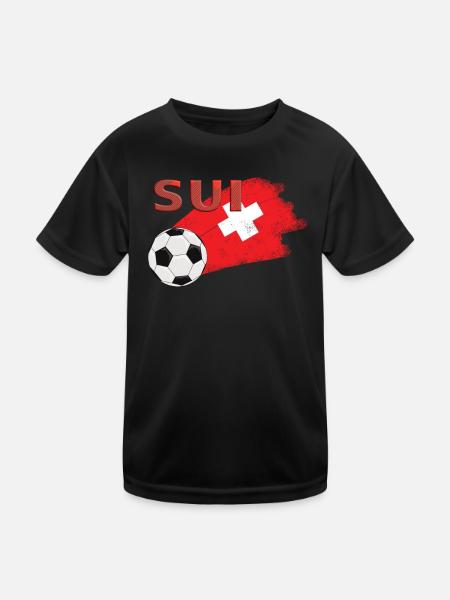 Fahne Schweiz - Kinder Funktions-T-Shirt - Schwarz - Vorne