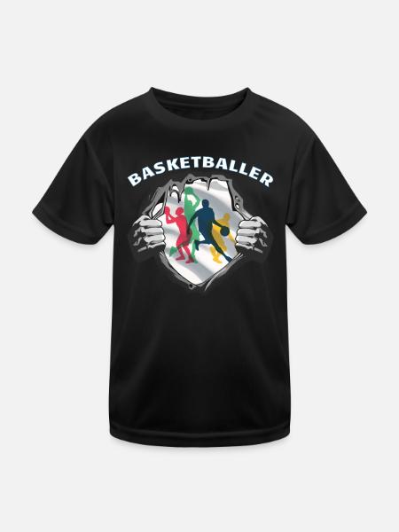 Basketball Geschenkidee Sport Design - Kinder Funktions-T-Shirt - Schwarz - Vorne