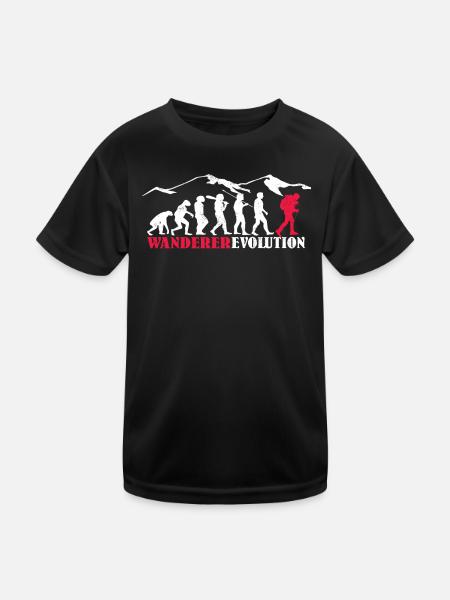 Wandern Zubehör Wanderer Motiv - Kinder Funktions-T-Shirt - Schwarz - Vorne