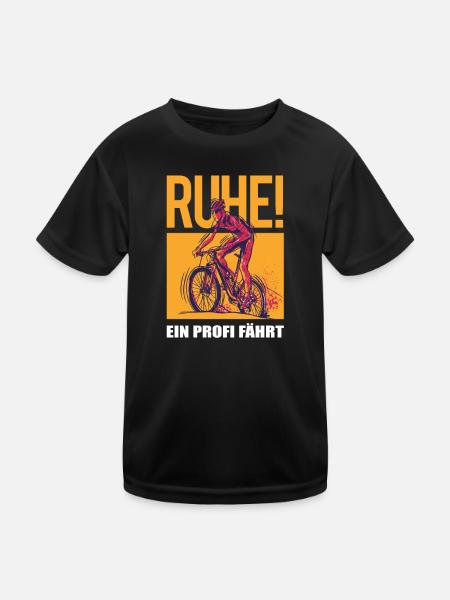 Fahrrad Zubehör Radfahrer Motiv - Kinder Funktions-T-Shirt - Schwarz - Vorne