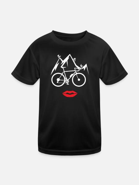 Bicycle Accessories Cyclist Motif - Kids Functional T-Shirt - black - Front