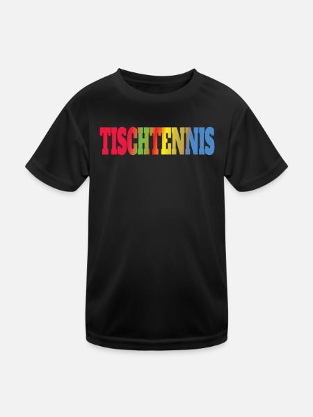 Tischtennis Zubehör Pingpong Motiv - Kinder Funktions-T-Shirt - Schwarz - Vorne