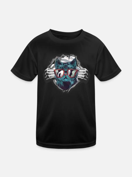 Cat Friend, Cat Accessories Gift - Kids Functional T-Shirt - black - Front