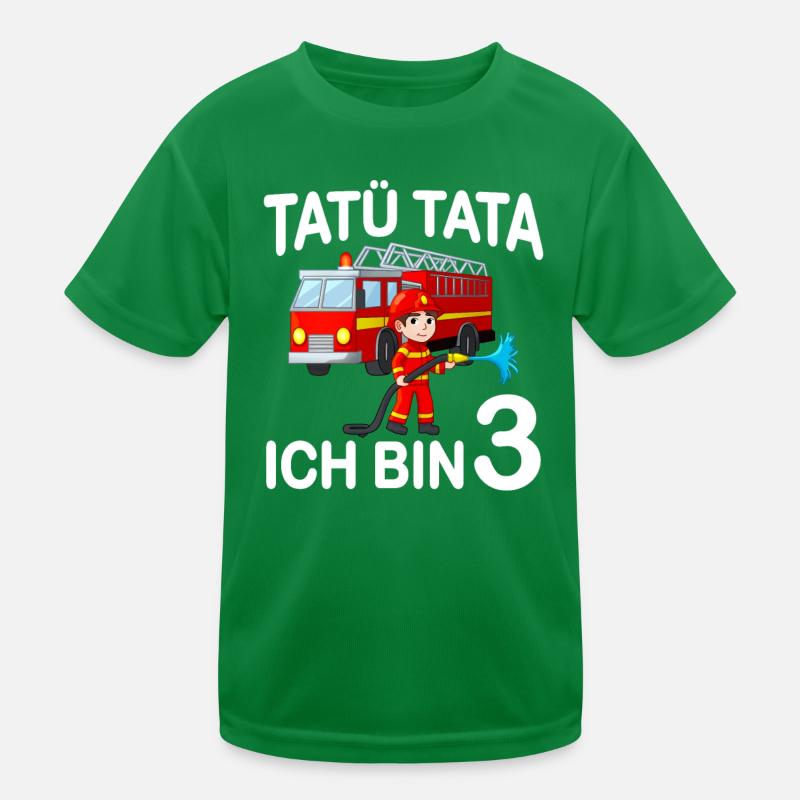 Feuerwehrmann Ich bin 3 Kindergeburtstag Geschenk Kinder Funktions-T-Shirt