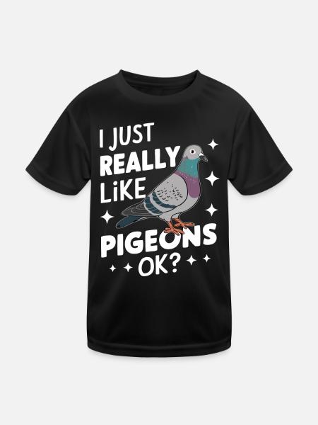 Taube Tauben Tier Vogel - Kinder Funktions-T-Shirt - Schwarz - Vorne