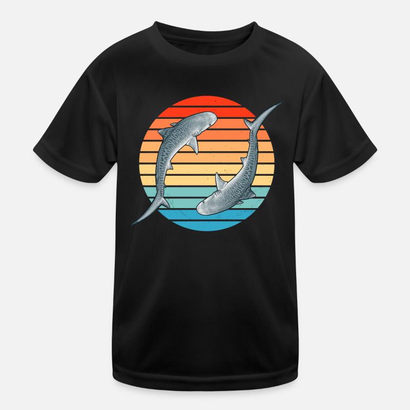 Tiger Shark Retro Sunset Kids Functional T-Shirt