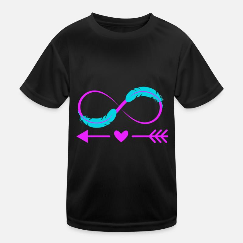 Unendlichlichkeitszeichen Liebe Pfeil und Feder Kinder Funktions-T-Shirt