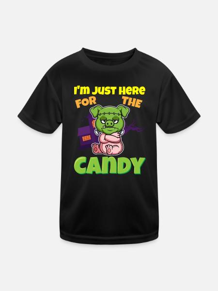 I'm Just Here For The Candy Scary Halloween Beast - Kinder Funktions-T-Shirt - Schwarz - Vorne