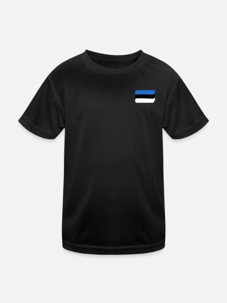 Estland Flagge used look - Kinder Funktions-T-Shirt - Schwarz - Vorne