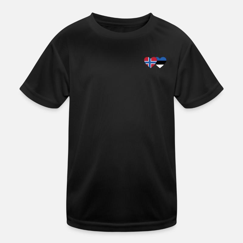 Norway Estonia Flag Heart Kids Functional T-Shirt