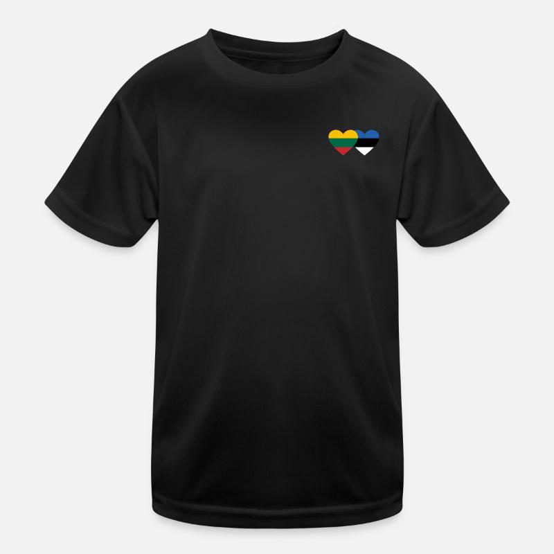 Lithuania Estonia Flag Heart Kids Functional T-Shirt
