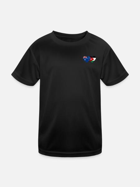 Australia Jordan Flag Heart - Kids Functional T-Shirt - black - Front