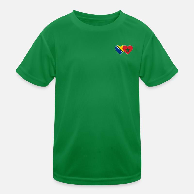 Bosnien Marokko Flagge Herz Kinder Funktions-T-Shirt