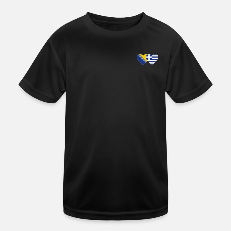 Bosnien Griechenland Flagge Herz Kinder Funktions-T-Shirt