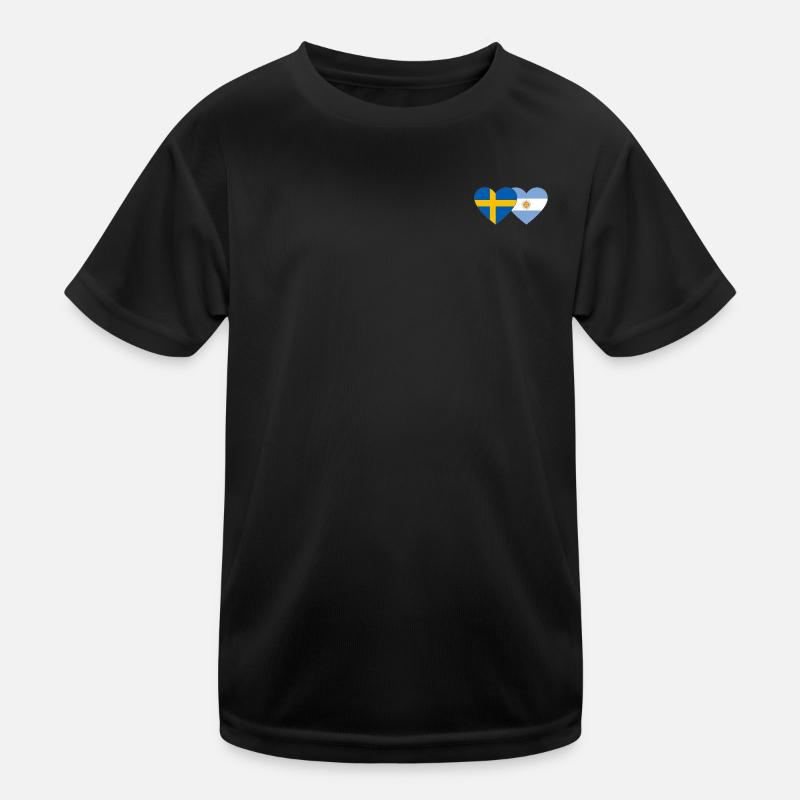 Schweden Argentinien Flagge Herz Kinder Funktions-T-Shirt
