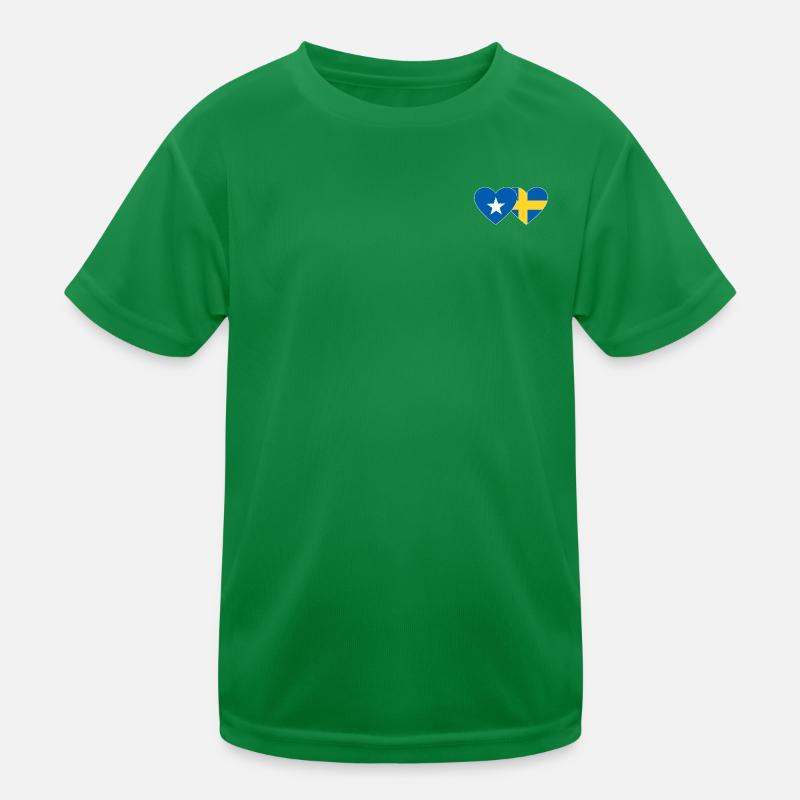 Somalia Schweden Flagge Herz Kinder Funktions-T-Shirt