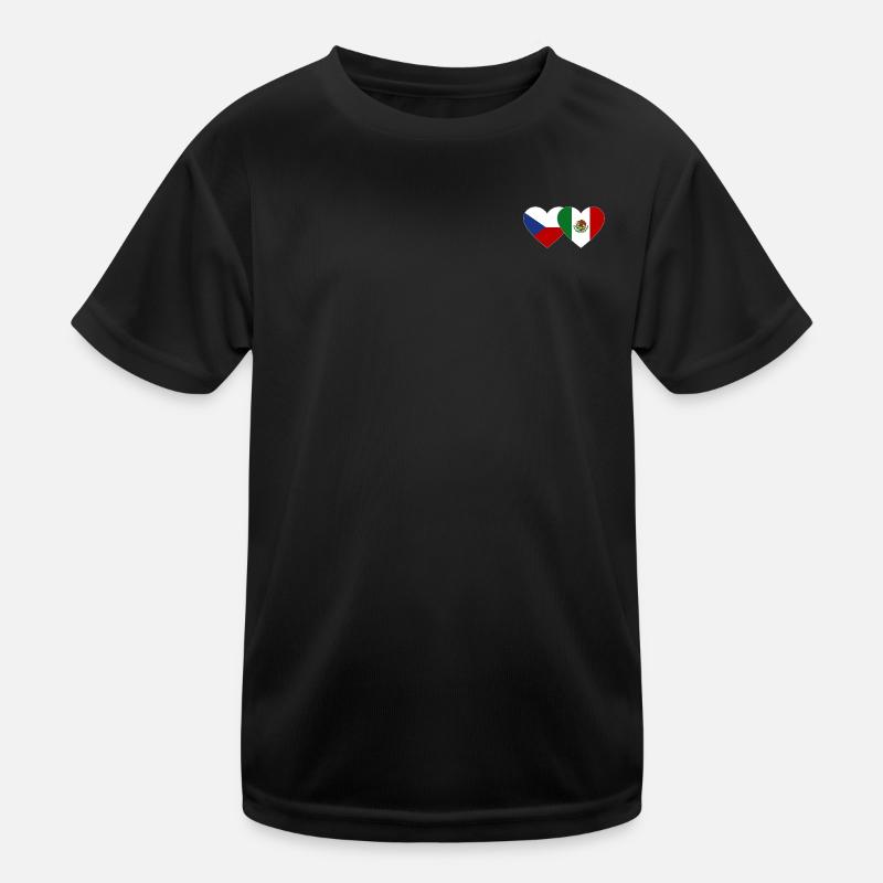 Tschechien Mexiko Flagge Herz Kinder Funktions-T-Shirt