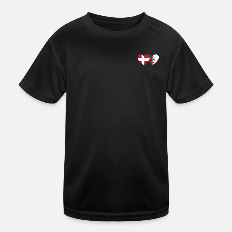 Dänemark Algerien Flagge Herz Kinder Funktions-T-Shirt