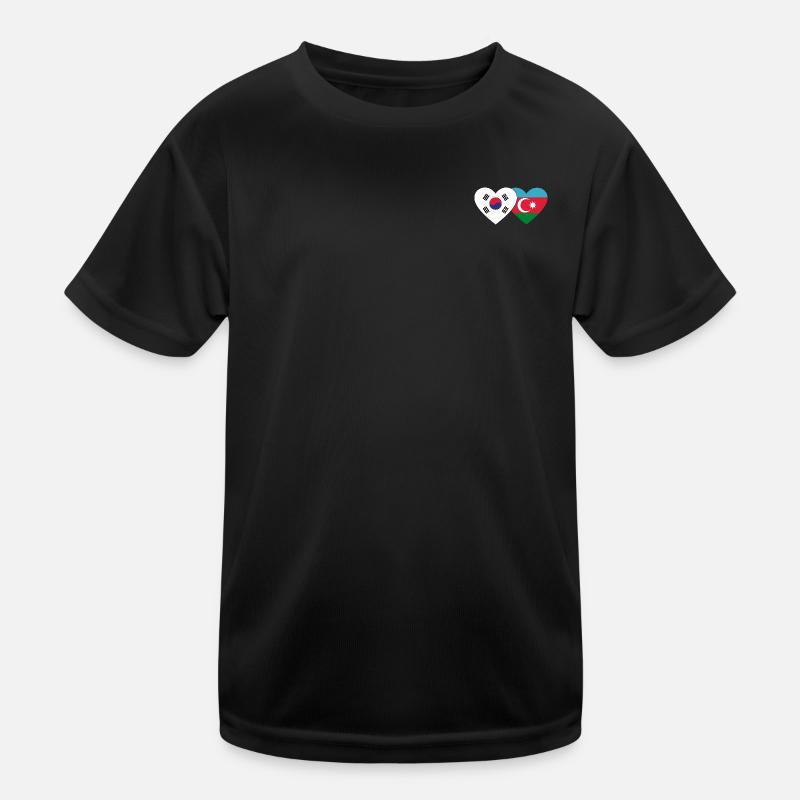 Südkorea Aserbaidschan Flagge Herz Kinder Funktions-T-Shirt