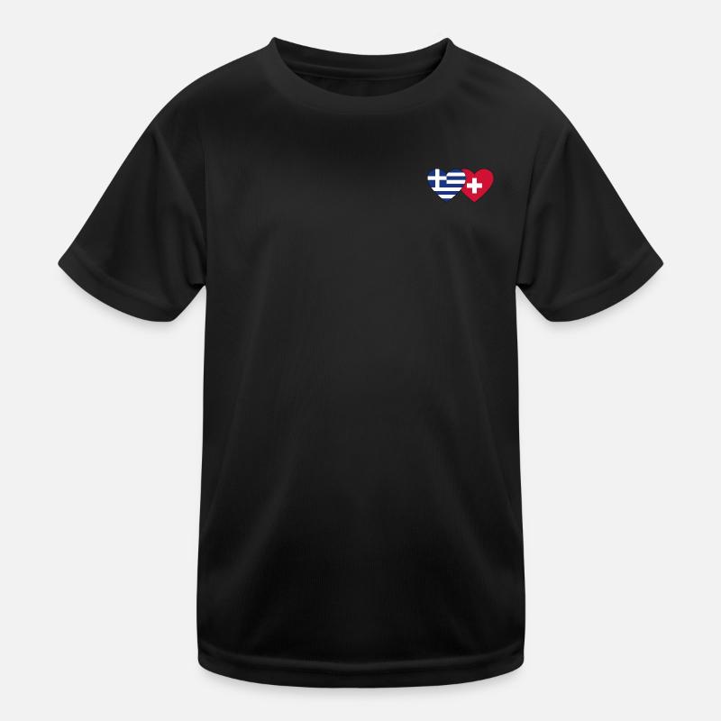 Grèce Suisse Drapeau Coeur T-shirt sport Enfant