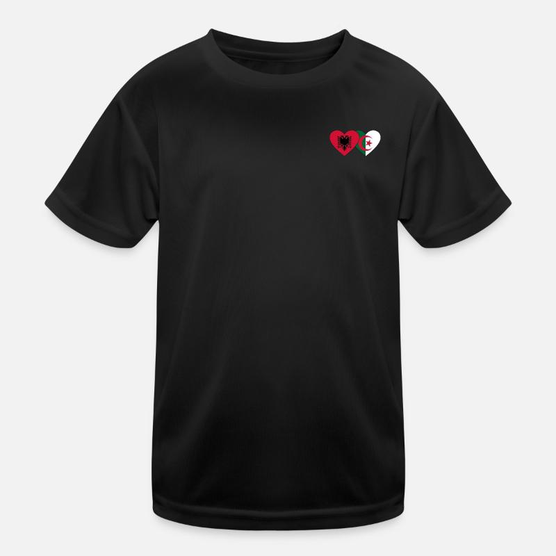 Albanien Algerien Flagge Herz Kinder Funktions-T-Shirt