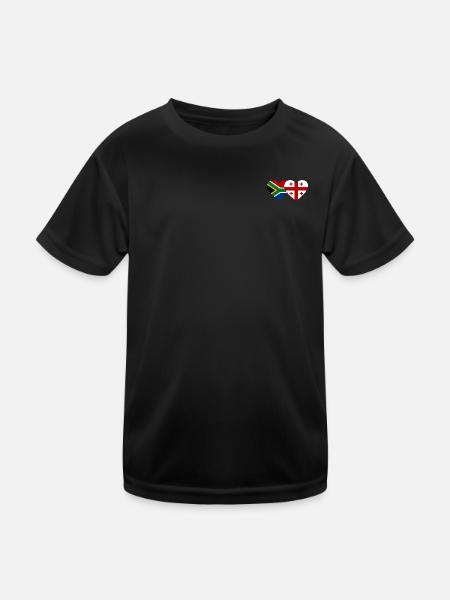 Afrique du Sud Géorgie Flag Heart - T-shirt sport Enfant - noir - Devant