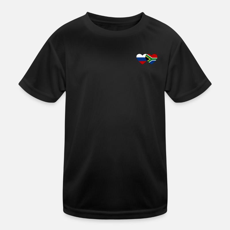 Russie Afrique du Sud Flag Heart T-shirt sport Enfant