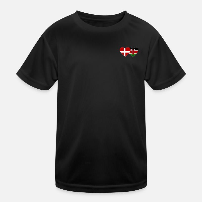 Dänemark Kenia Flagge Herz Kinder Funktions-T-Shirt