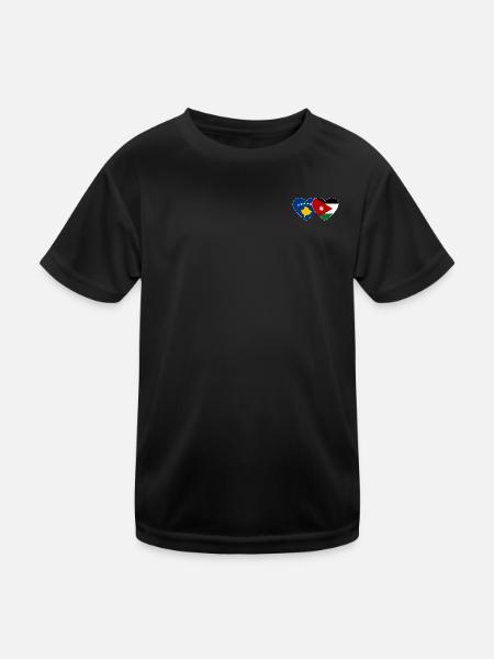Bosnia Jordan Flag Heart - Kids Functional T-Shirt - black - Front