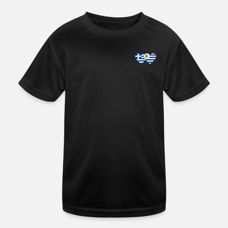 Greece Uruguay Heart Flag Kids Functional T-Shirt
