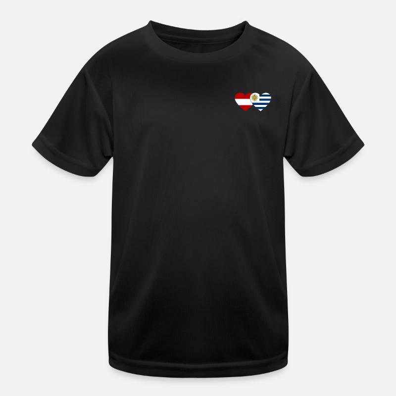Austria Uruguay Heart Flag Kids Functional T-Shirt