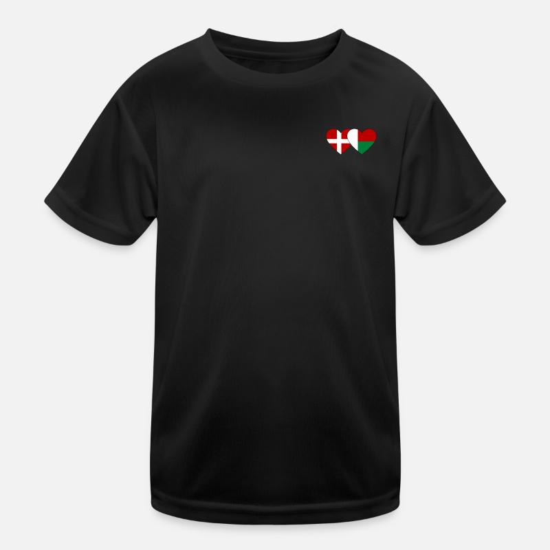 Danemark Madagascar Drapeau du Cœur T-shirt sport Enfant
