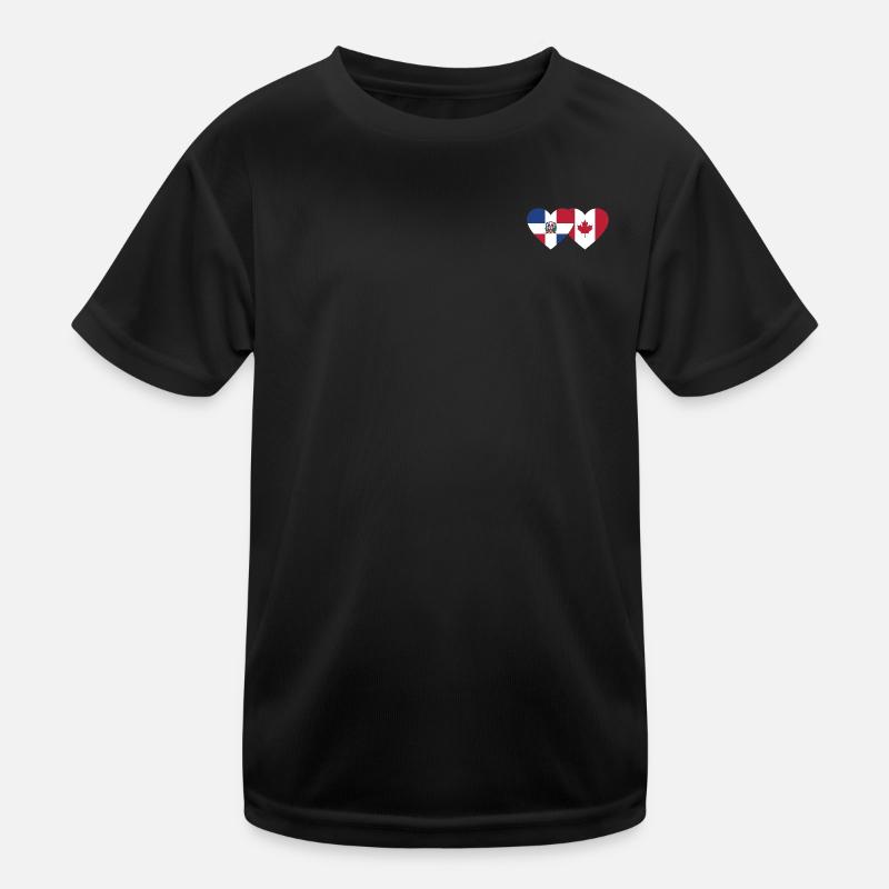 Dominican Republic Canada Flag Heart Kids Functional T-Shirt