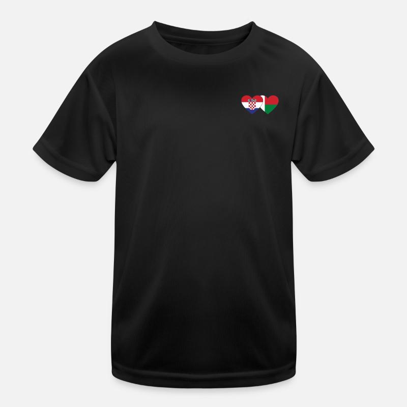 Kroatien Madagaskar Flagge Herz Kinder Funktions-T-Shirt