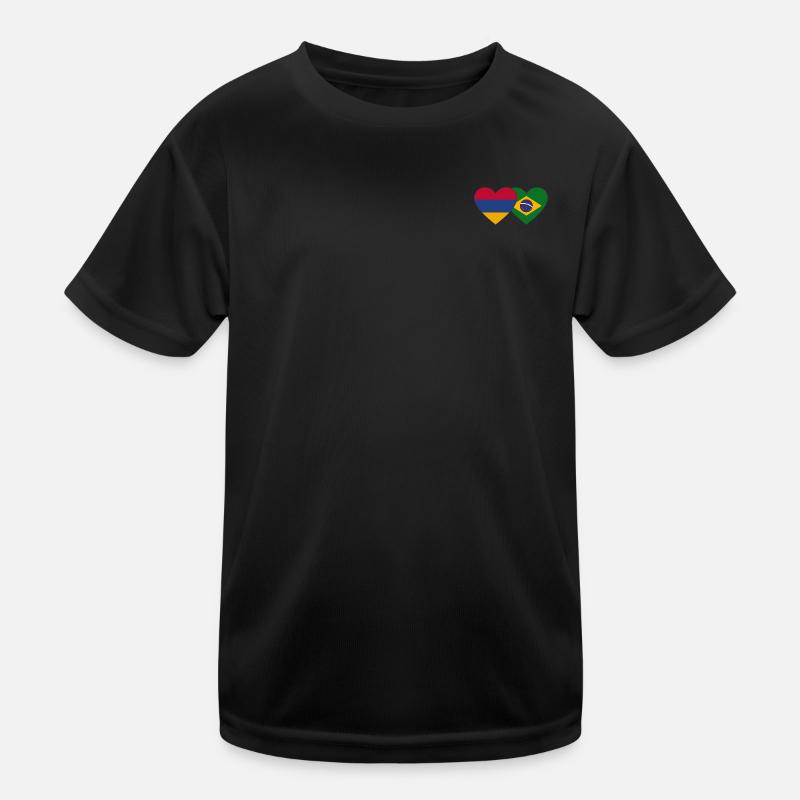 Arménie Brésil Drapeau Coeur T-shirt sport Enfant