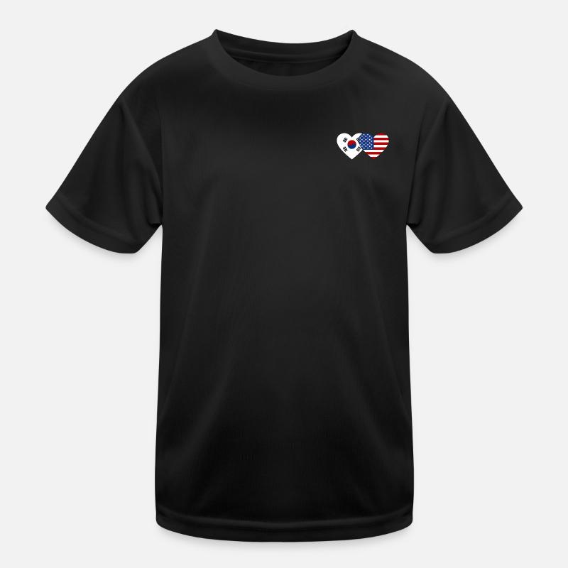 Südkorea USA Flagge Herz Kinder Funktions-T-Shirt